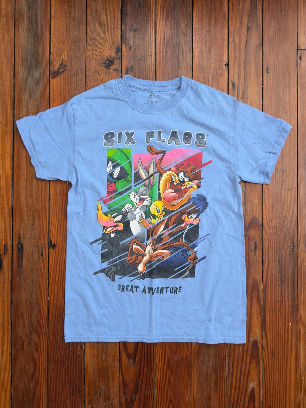 Vintage 00s Six Flags Great Adventure Looney Toons T-shirt blue